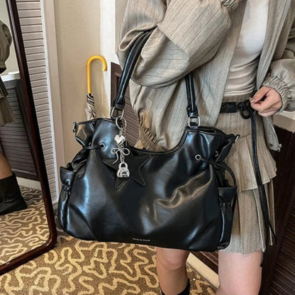 Large Capacity Tote Bag – Retro Shoulder & Crossbody Handbag