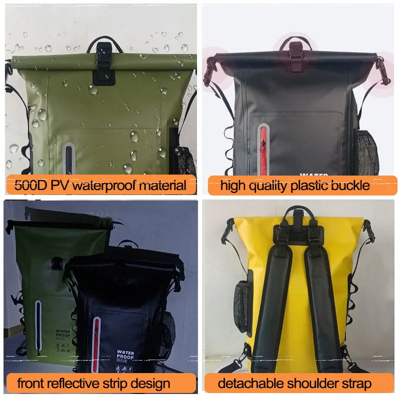Waterproof Dry Bag Backpack – Roll-Top Kayak & Rafting Pack for Beach, Diving & Trekking