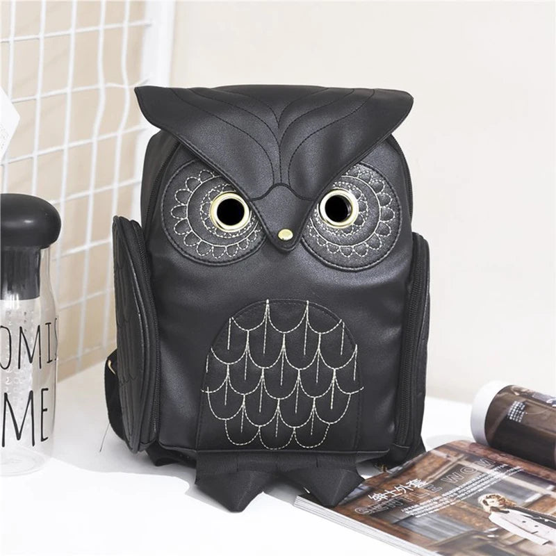 Owl Embossed PU Leather Backpack for Women