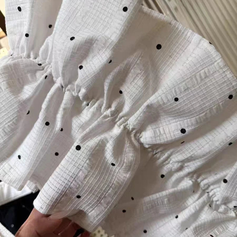 Korean Style Polka Dot Ruffle Shoulder Bag Women S Large Capacity Tote Magnetic Buckle Design