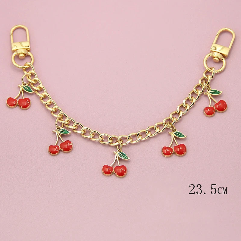 Cherry Charm Bag Chain Extension with Gold-Tone Clips