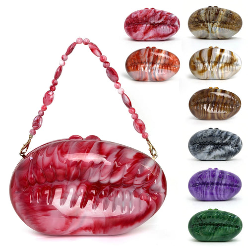 Marble Acrylic Box Clutch – Chain Evening Bag for Wedding & Party
