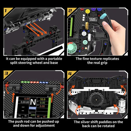 Formula Racing Steering Wheel Building Blocks Set – 854 Pcs MOC