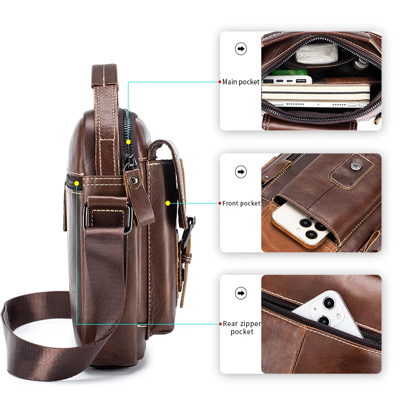 Genuine Leather Shoulder Bag for Men – Small Crossbody Bag