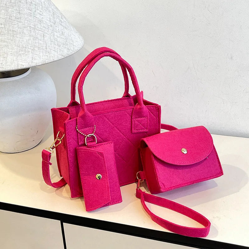 3-Piece Handbag Set – Embossed Crossbody Bag, Clutch & Mini Wallet