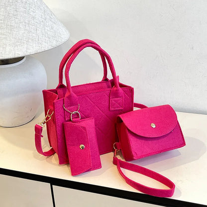 3-Piece Handbag Set – Embossed Crossbody Bag, Clutch & Mini Wallet