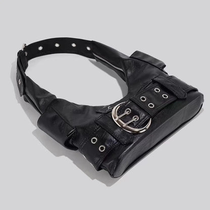 Y2K Belt Buckle Shoulder Bag – Edgy PU Leather Purse for Women