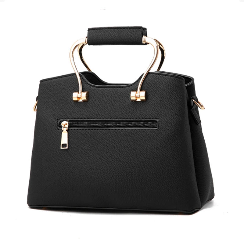 Women's PU Leather Crossbody Handbag with Metal Handle