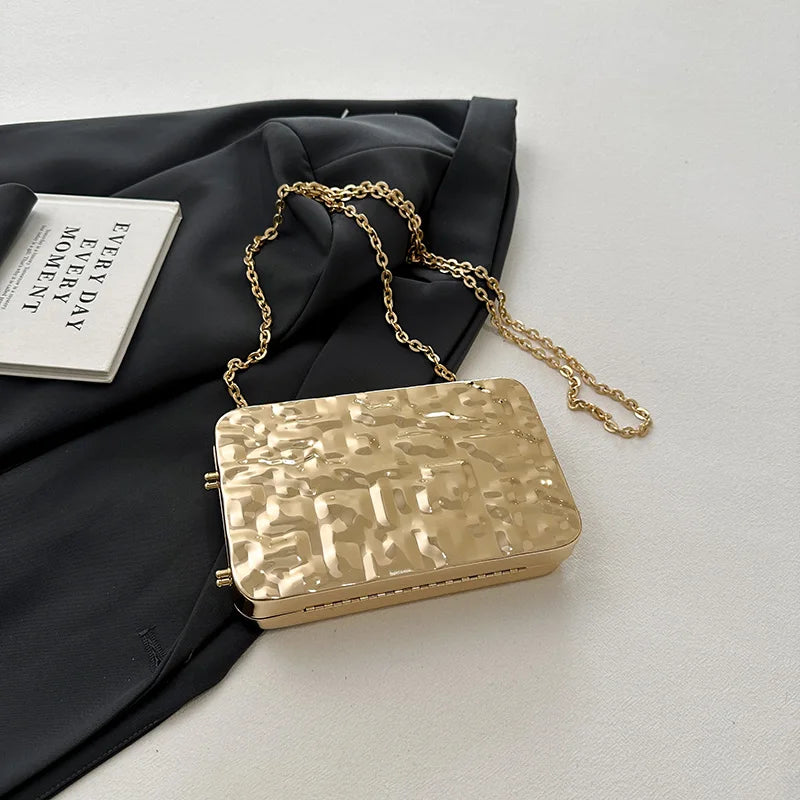 Moods Luxury Golden Evening Bags Women Wedding Dinner Party Chain Shoulder Cross Body Bag Designer