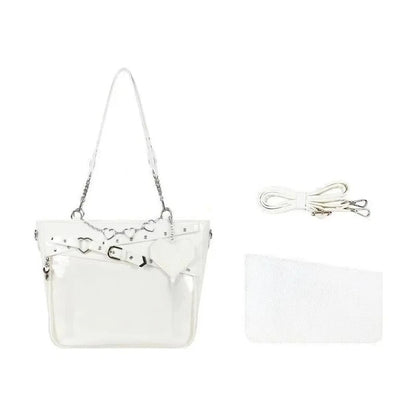 Ita Bag Large Capacity Transparent Crossbody with Love Chain
