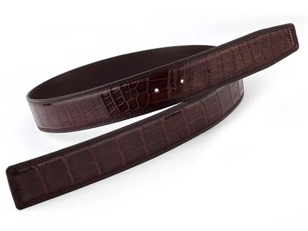 Crocodile Leather Men's Belt – Exotic Style, No Buckle