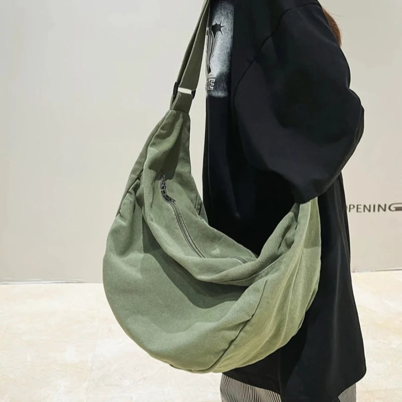 Large Canvas Crossbody Bag for Women – Casual Messenger Bag