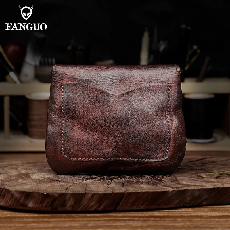 Genuine Leather Card Wallet for Men – Vintage Coin Purse Pouch