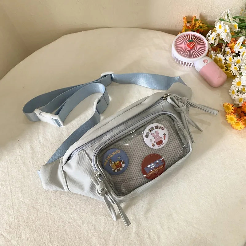 Kawaii Itabag Transparent PVC Chest Bag with Badge Display