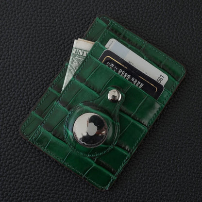 Croco Leather AirTag Card Holder Wallet – Custom Name