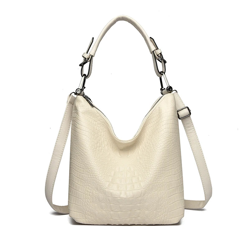 Crocodile Pattern Hobo Bag for Women – Leather Shoulder Crossbody