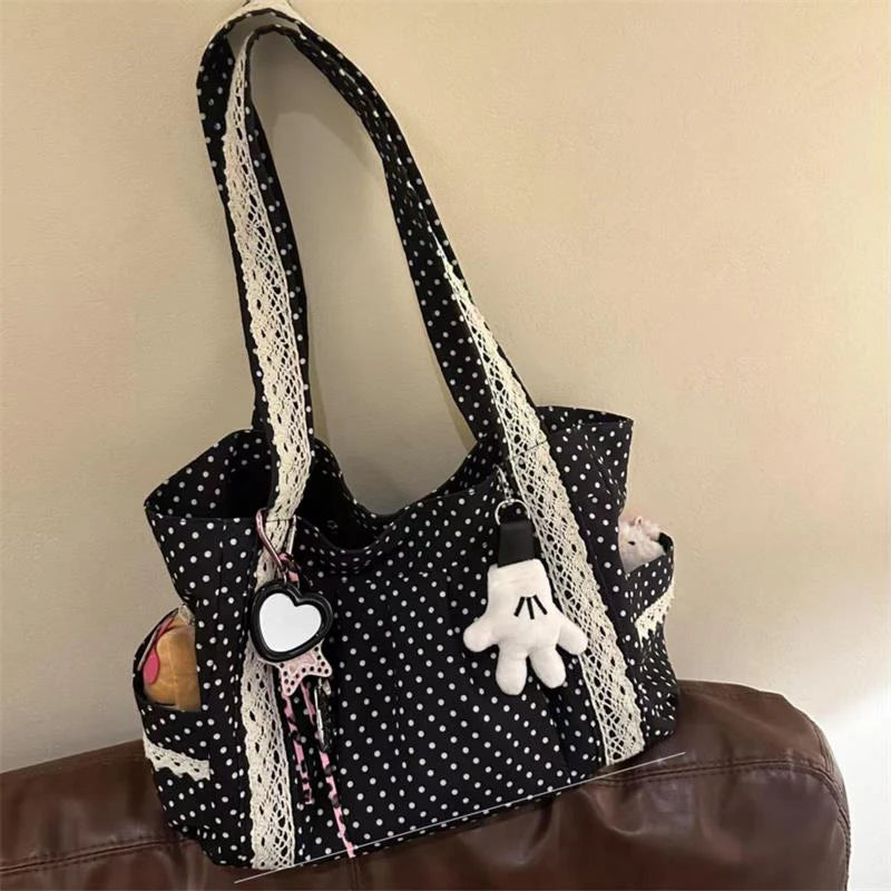 Polka Dot Large Capacity Shoulder Bag for Women – Retro Hobo