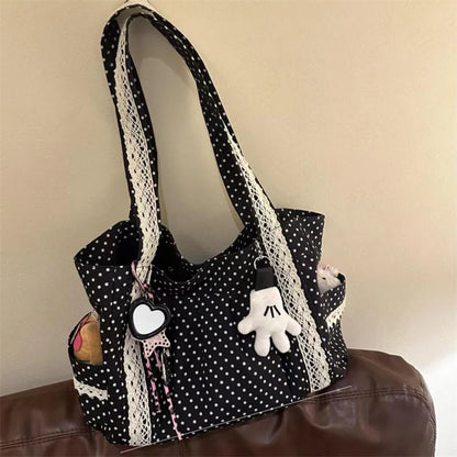 Polka Dot Large Capacity Shoulder Bag for Women – Retro Hobo