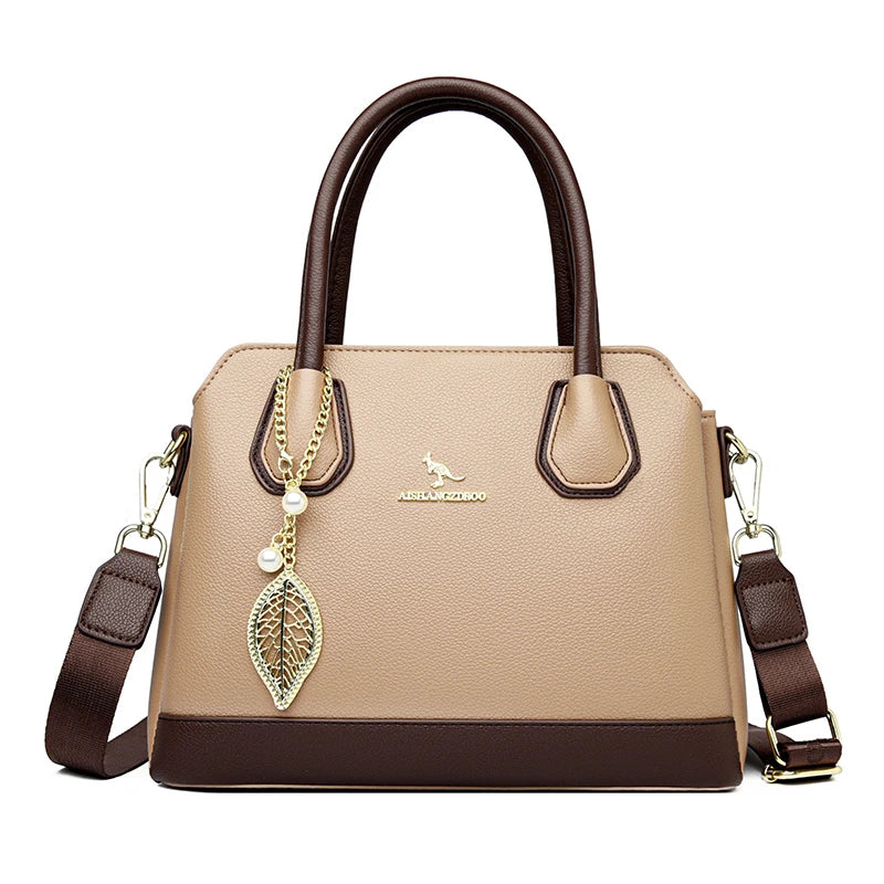 Luxury Leather Tote Bag for Women | 3-Layer Handbag