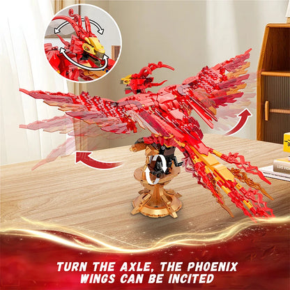 Fire Phoenix Building Blocks Set – 938 Pieces Mythical Bird Model