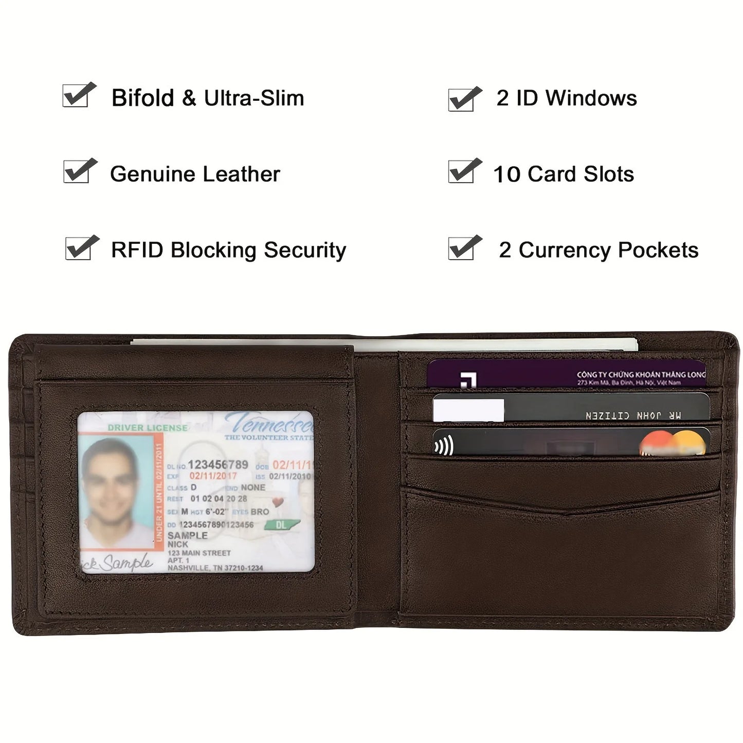 Executive Slim Tri-Fold Wallet – NFC Protection & Anti-Mold Coating