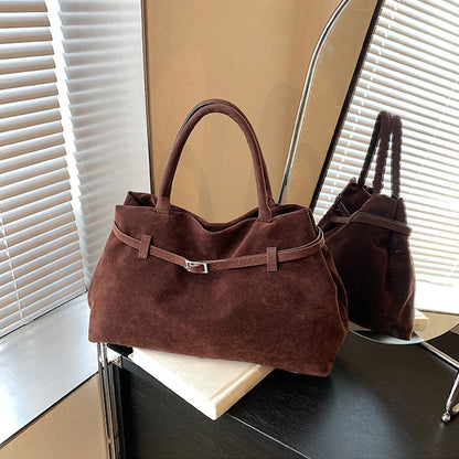 Women's Suede Shoulder Bag – Versatile Crossbody Tote