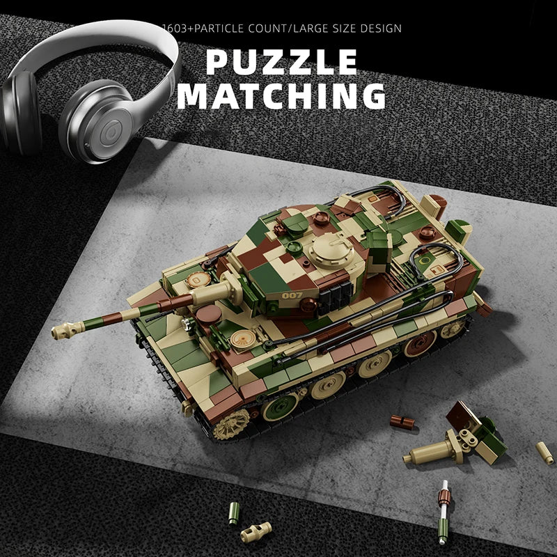 Tiger Tank MOC Building Blocks – 1:28 Scale WWII Army Model Set