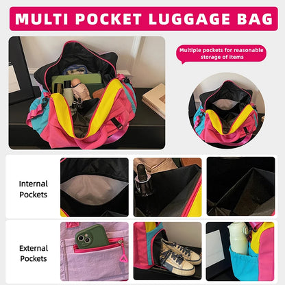 Color Block Gym Duffle Bag with Shoe Compartment – Travel & Fitness Tote