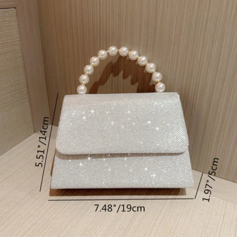 Pearl Chain Evening Bag – Luxury Silk Clutch Purse for Women
