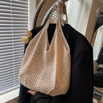 Crochet Tote Bag for Women – Large Boho Woven Shoulder Bag
