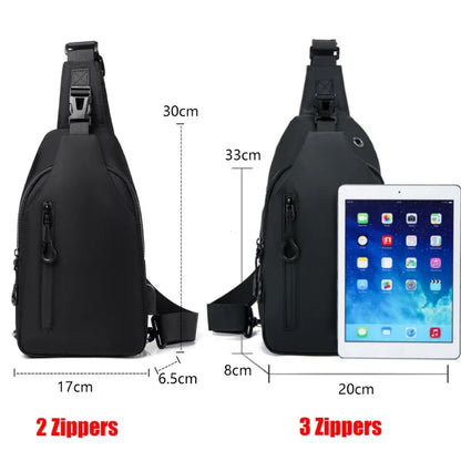 Men's Sling Bag with USB Charging Port & Headphone Jack