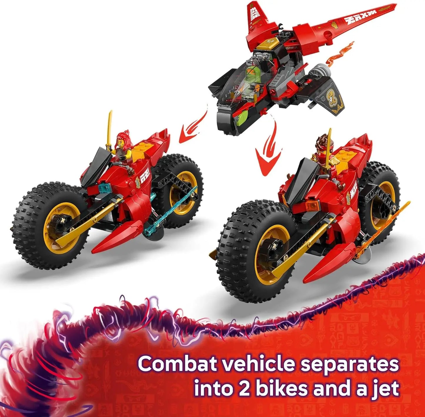 LEGO 71844 Ninjago Ninja Combat Vehicle – 561 Pieces, 3-in-1 Set