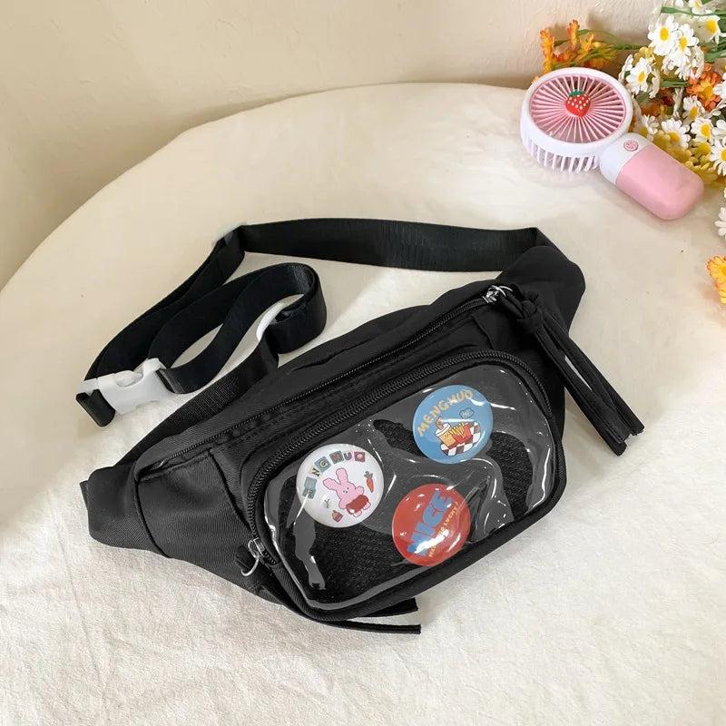 Kawaii Itabag Transparent PVC Chest Bag with Badge Display