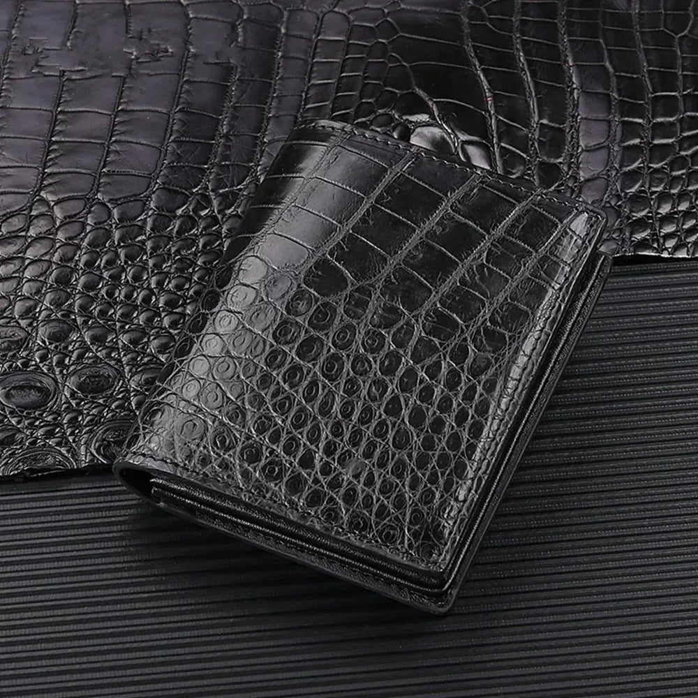 Crocodile Leather Men's Wallet – Short Bifold Multi-Card Retro Style