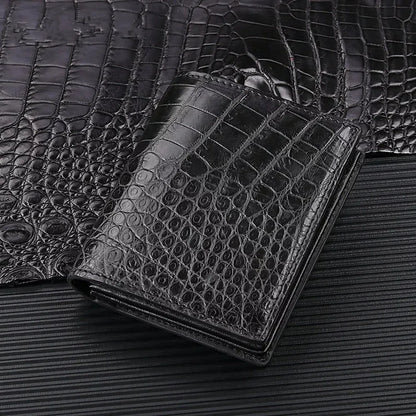 Crocodile Leather Men's Wallet – Short Bifold Multi-Card Retro Style