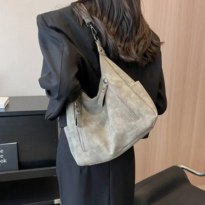 Luxury Retro Crossbody Bag for Women – Large Capacity Multi-Zip Shoulder Handbag
