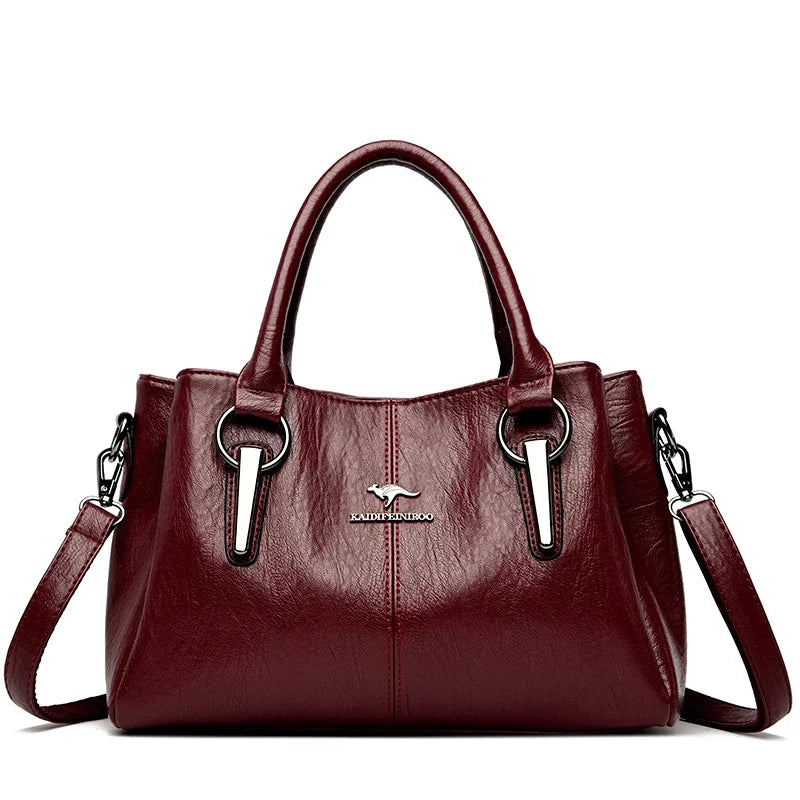 Luxury Soft Leather Handbag for Women – 3-Layer Shoulder Bag