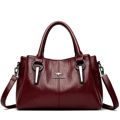 Luxury Soft Leather Handbag for Women – 3-Layer Shoulder Bag