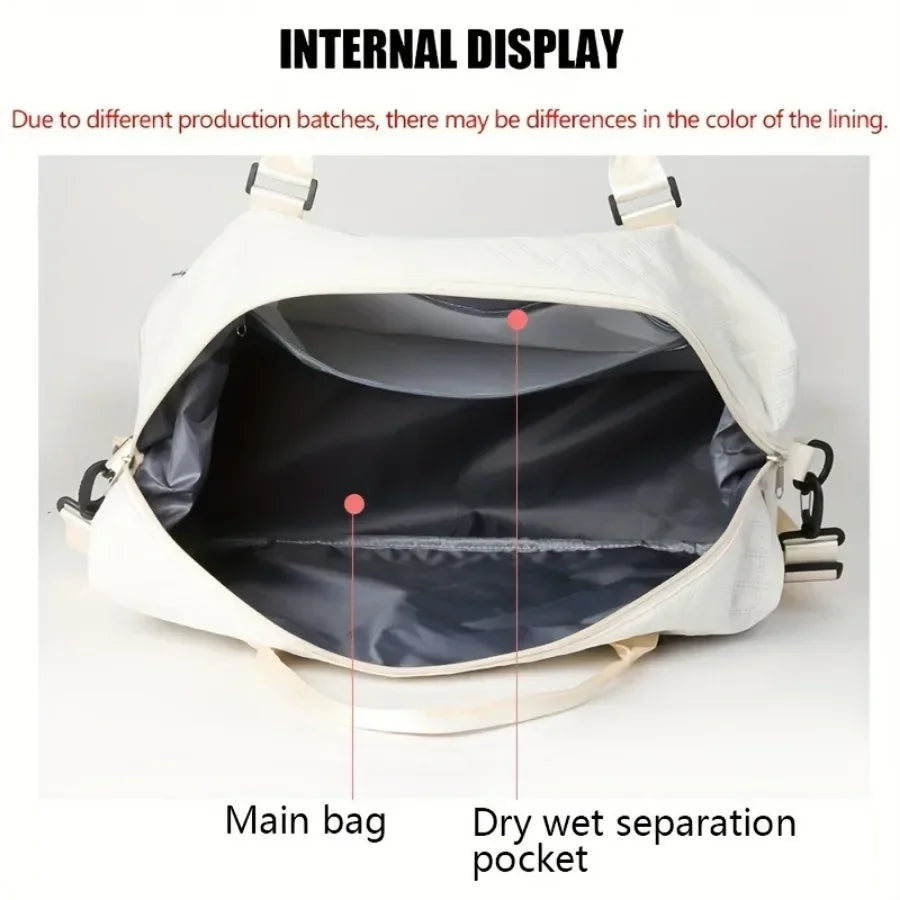Quilted Nylon Travel Duffle Bag Set with Shoe Compartment