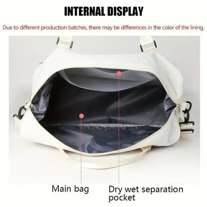 Quilted Nylon Travel Duffle Bag Set with Shoe Compartment