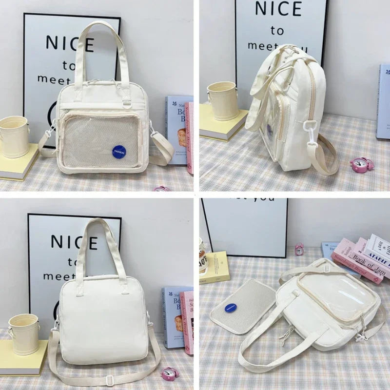 Kawaii Ita Bag Nylon Tote – Large Shoulder Bag for Teen Girls