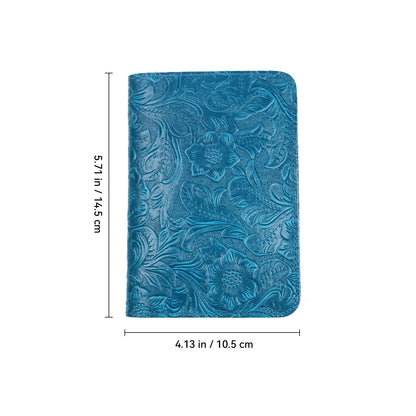 Leather Passport Wallet – Floral Embossed Genuine Cow Leather Travel Cover