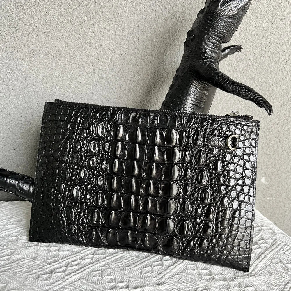 Crocodile Leather Men's Clutch Bag – Envelope Wallet with Card Holder