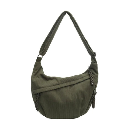 Corduroy Crescent Shoulder Bag for Women – Crossbody Sling