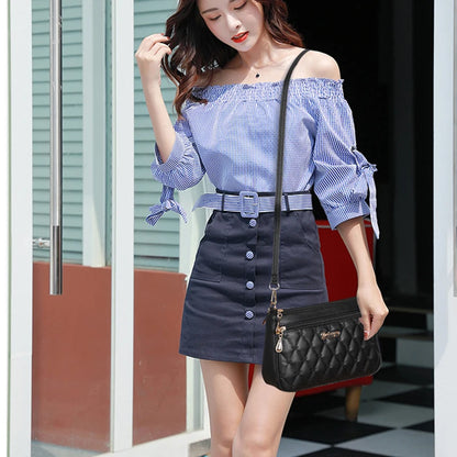 Quilted PU Leather Crossbody Bag for Women
