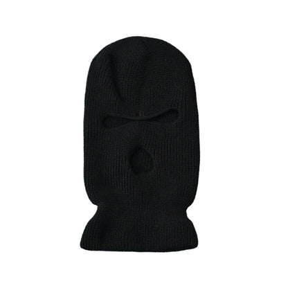 Winter Motorcycle Windproof Full Face Knit Hats Ski Mask Men Warm Wool Balaclava Embroidery Knitted