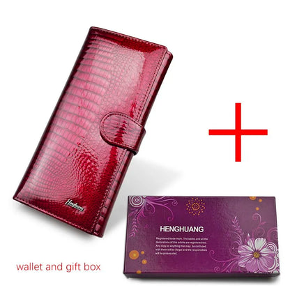 Alligator Pattern Genuine Leather Long Wallet for Women
