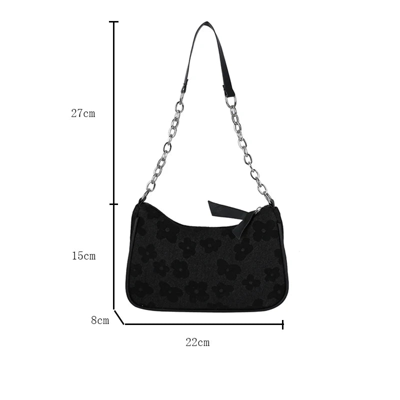 Floral Felt Shoulder Bag – Women's Small Crossbody Underarm Bag