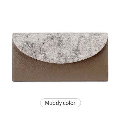 RFID Blocking Women's Wallet – Contrast Color Lychee Pattern Double Zipper Purse
