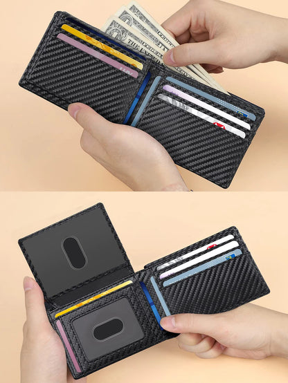 Carbon Fiber Slim Bifold Wallet with Multiple Card Slots